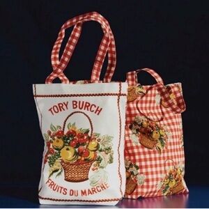Tory Burch Fruits Du Marche Limited Edition Plaid Tote